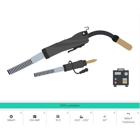 Xtrweld 250AMP Miller Traditional 15 Ft Cable & Liner 030035 25060M153035M